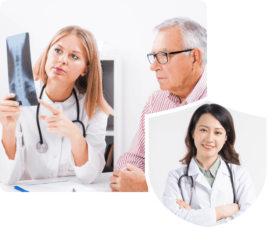 Female doctor analyzing X-ray